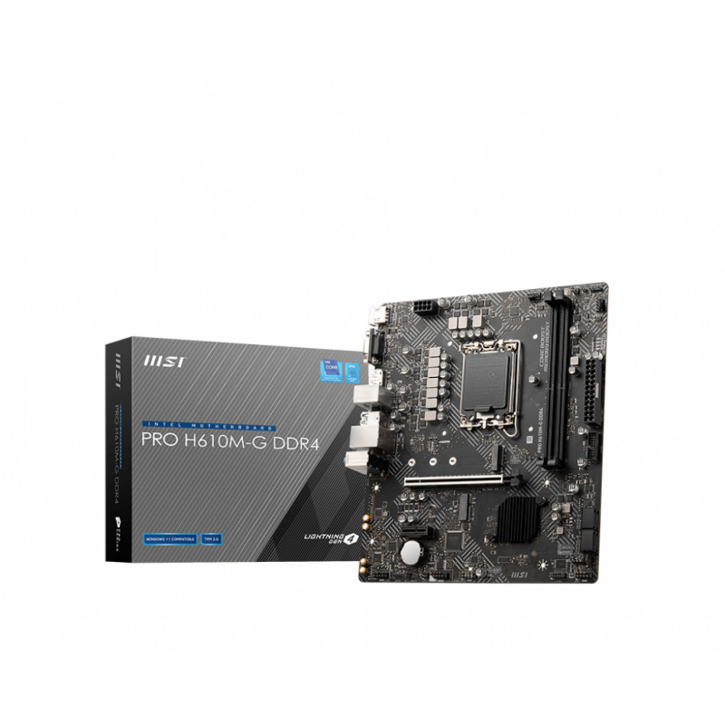 MB MSI H610 INTEL S-1700 12A GEN/2XDDR4 3200MHZ/PCIE 4.0/HDMI/DVI/DP/2XUSB 3.2/M.2/MICRO ATX/GAMA BASICA